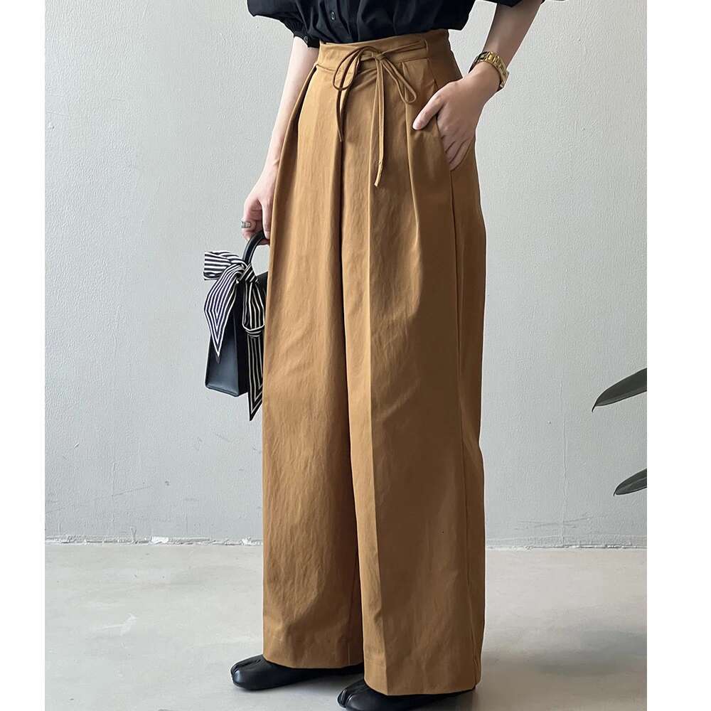 2024 Women Casual Wide Leg High Waist Fashion Clothes Black Brown Pants Female Trousers
