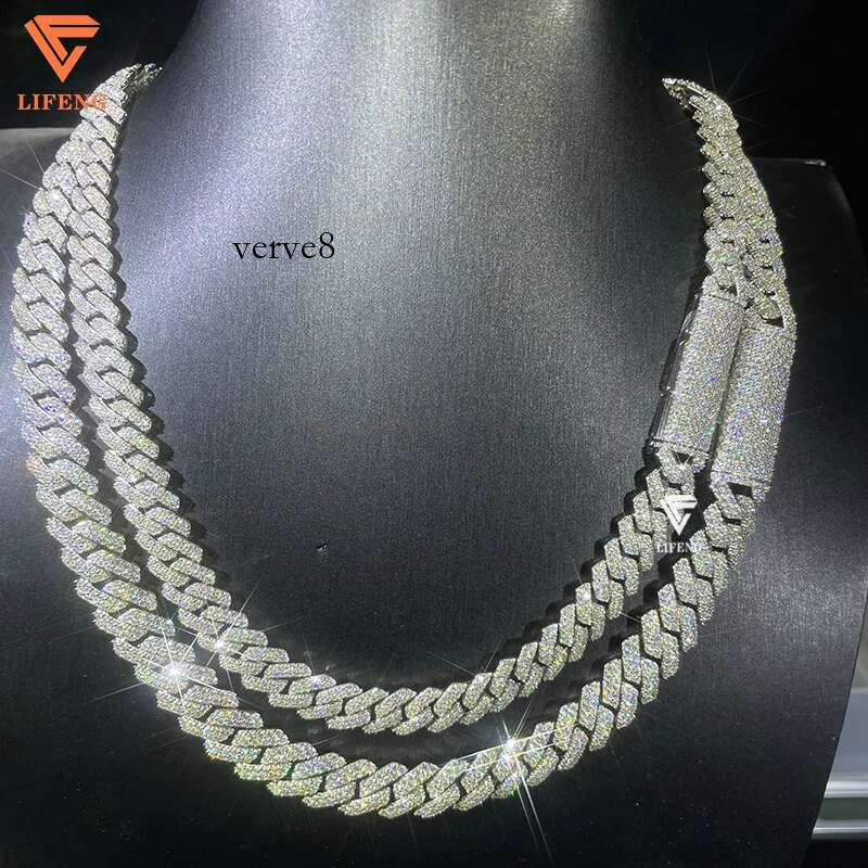 Custom White Gold Plated Sterg Sier Cuban k Chain Iced Out VVS Moissanite Dia Necklace Hip Hop Men's Jewelry