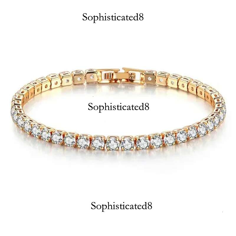 New Sterg Sier Fashionable Hip Hop Style Classic Full Zircon Tennis Shining Exquisite Bracelet DIY Couple Gift