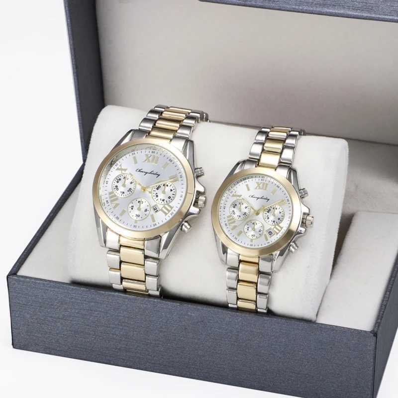 New Fashion Calendar Womens Gold and Silver Simple Couple Watch Relogio Womens Alloy RS QuartzXJ250304