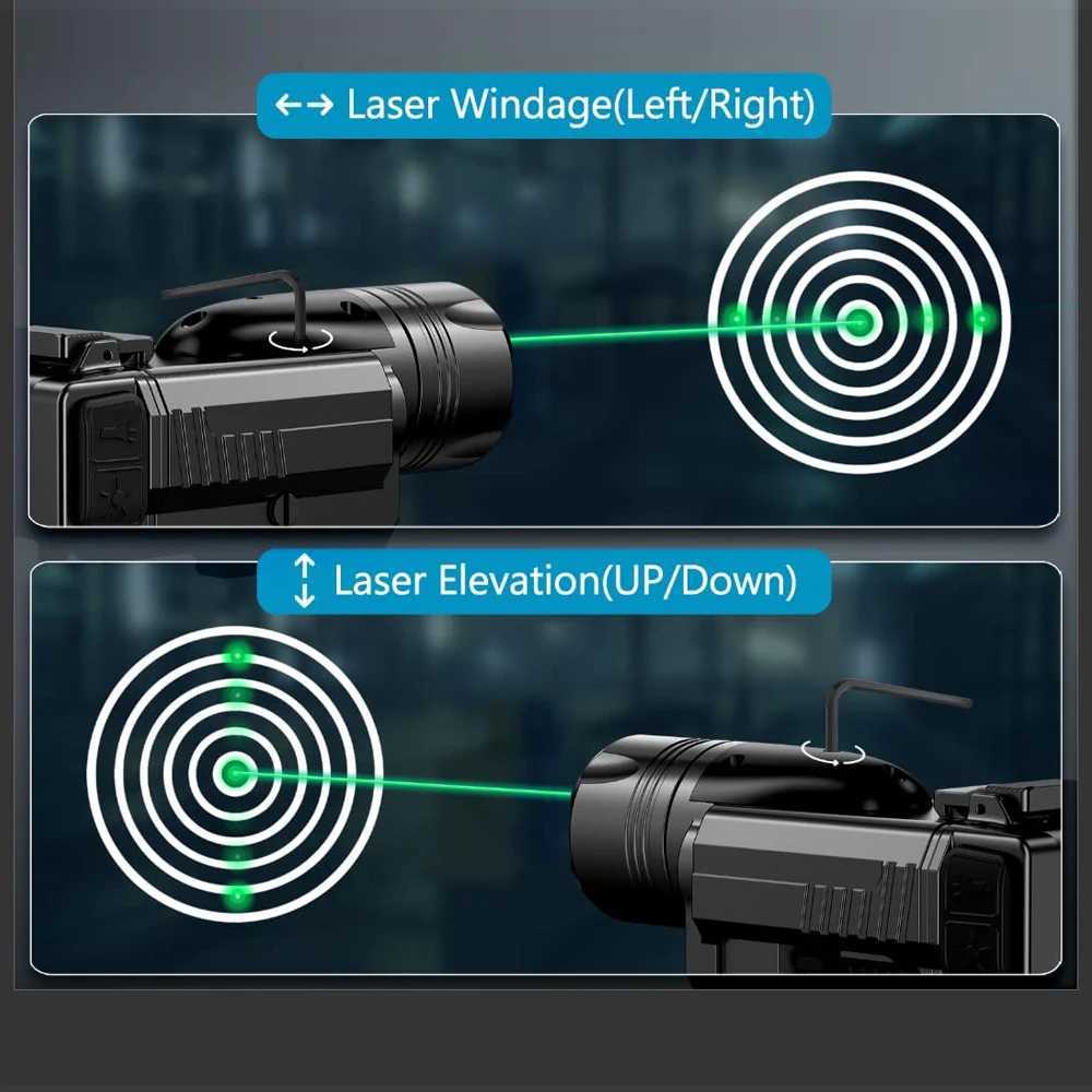 1000 Lumens Weapon Gun Light Red Green Dot Laser Combo Weapon Light with Strobe Mode Pistol Flashlight for 1913/GL RailXJ250303