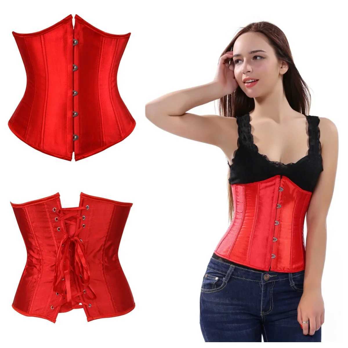 Corset Tops for Women Lace Up Bustier Waist Trainer Underbust Vintage Valentines Corsets Renaissance Steampunk Halloween ComeXJ250304
