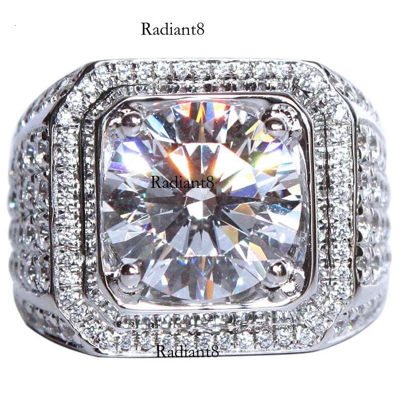 Fine Solitaire Male 4ct Lab Sona Dia Ring sterg sier Jewelry Engagement Wedding band Rings for men Anniversary gift
