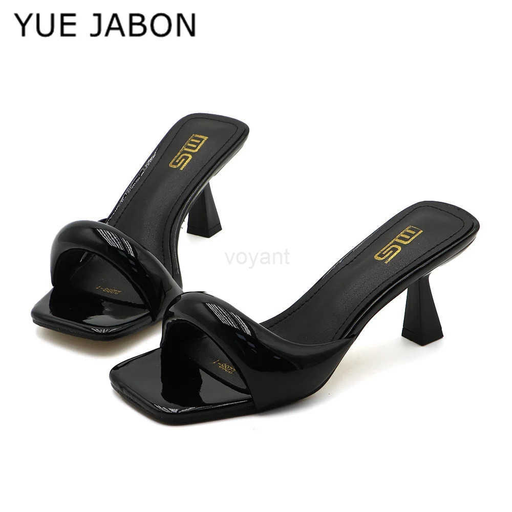 Black Red High Heel Slippers Wen Open Toe Slingback Sandals Fem Pumps Square Toe Summer Simple Designer Heeled Sandals Z250304