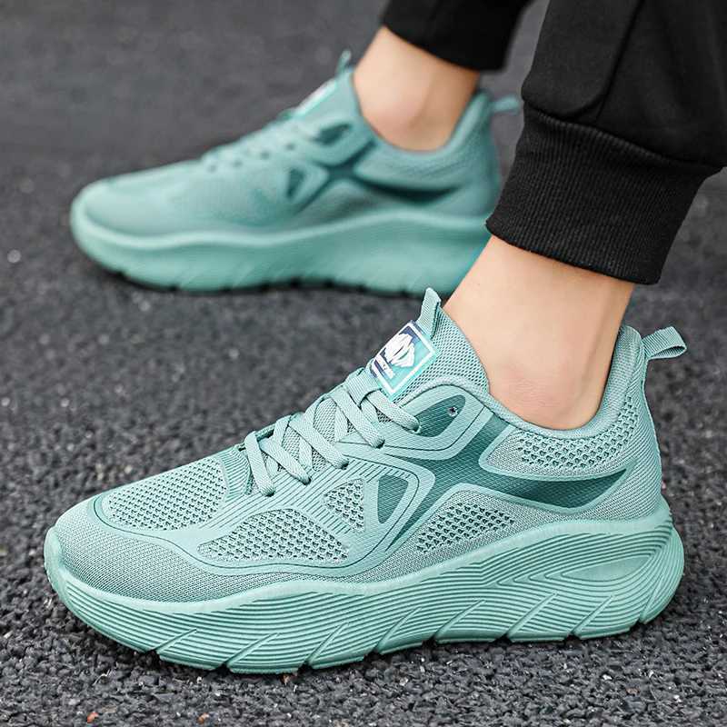 Fashion Platform Mens Running Shoes Trendy Casual Knit Breathable Orange Sneakers Men Outdoor Sports Non-slip Jogging Shoes Man Z250304
