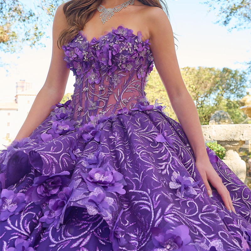 Purple Shiny Quinceanera Dresses Ball Gown Off The Shoulder Sequin Applique Flower Beads With Cape Tull Party Birthday Sweet 16 Vestidos 15 De Anos