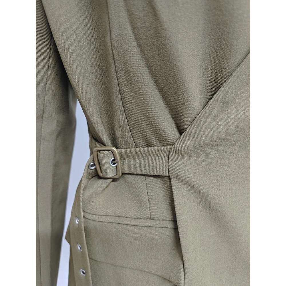Fashion Women's Blazer V-Neck Deconstruction Chicken Eye Retractable Waist Long Sleeve Suit Jackets Autumn 2025 New 1Dh7482