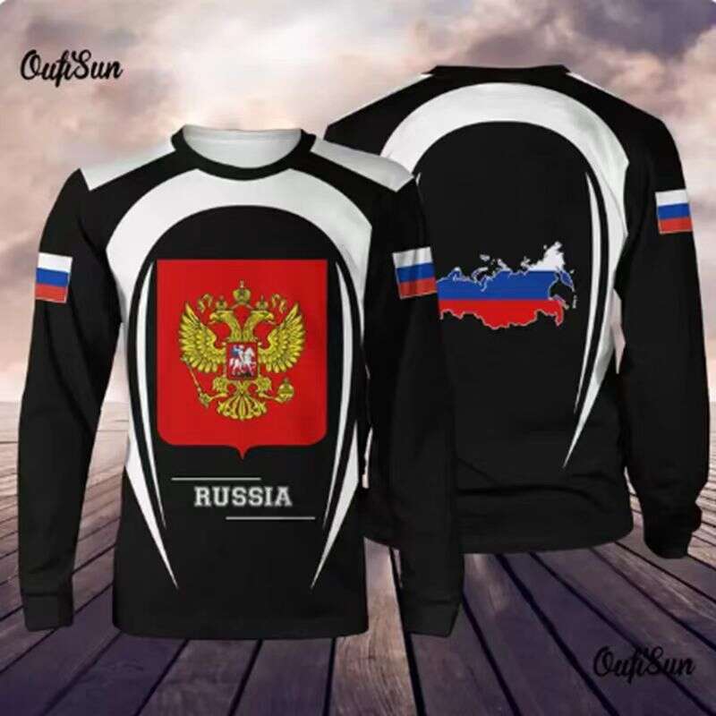 2025 New Autumn/Winter Long sleeved T-shirt Men's Street Russian Military Top