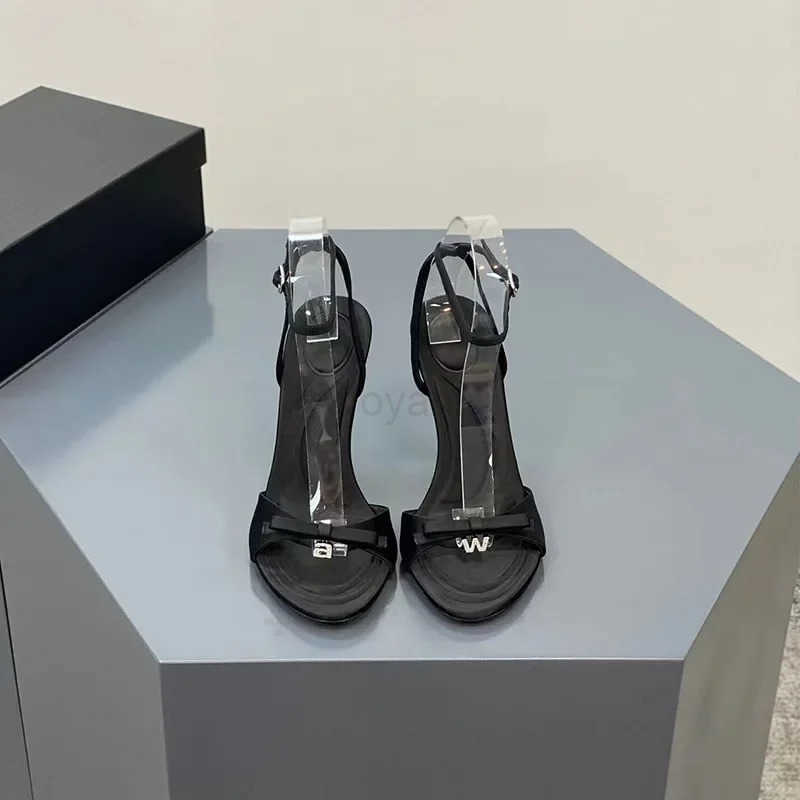 Wens High Heel Sandals 2024 New Elegant Satin Summer Lady Pumps Fem Ankle Straps Thin H Open Toe Sandals Z250304