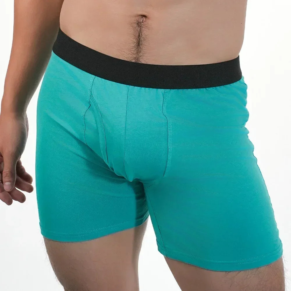 Men Mid-Long Boxer Shorts Sport Underwear Cotton Underpants Sexy Boxershorts Breathable Panties Large Boxers Hombre Mens Gifts 250303