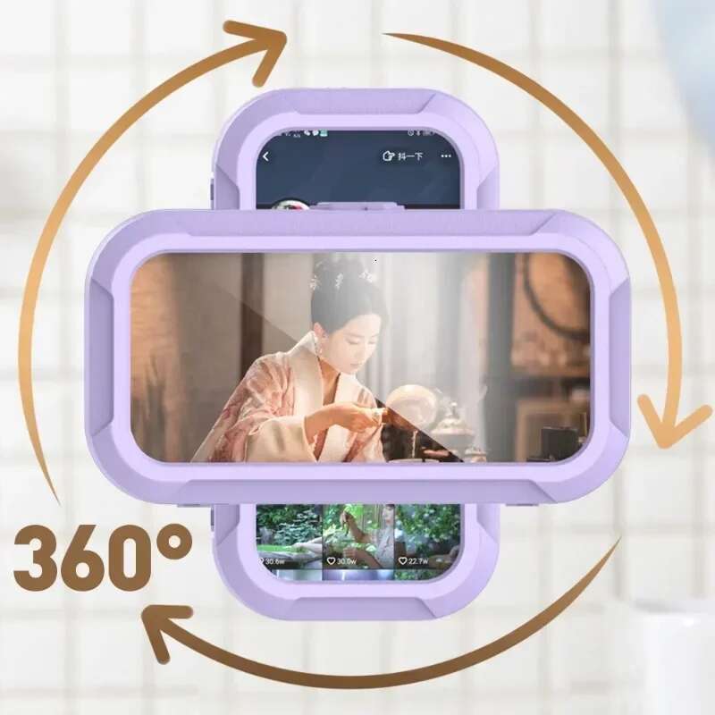 New Rotation Waterproof Mount Adjustable Shower Case Stick on Wall Bathroom Toilet Phone Holder