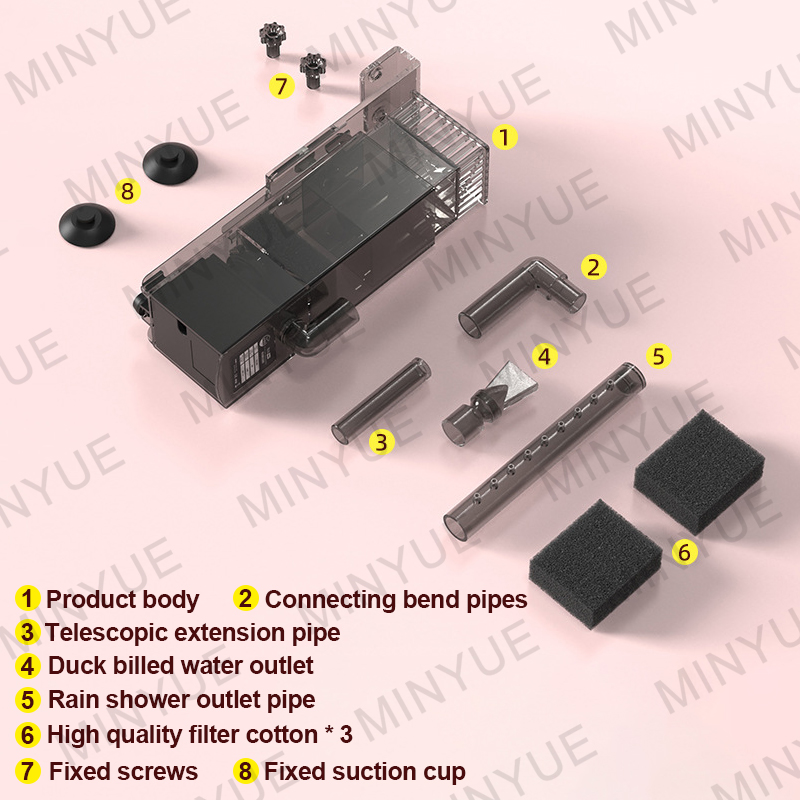 6W Aquarium Filter Surface protein skimmer Fish Tank Built-In Wall Mounted Electric Water Circulation Oil Film Processor 220V