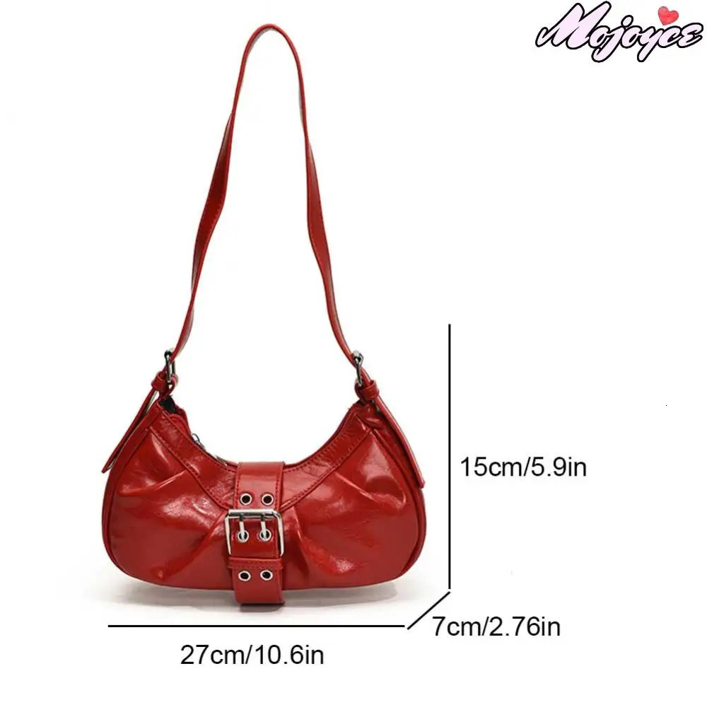 Y2K Womens Fashion Shoulder Bag PU Leather Folded Cross Body Bag with Buckle Womens Underwear Bag Solid Armpit Wallet 250228