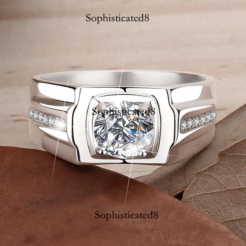 MILIYALIER 1ct VVS1 Moissanite Solid S Sterg Sier Wedding Ring for Men Brilliant Dias Engagement Fine Jewelry Gift
