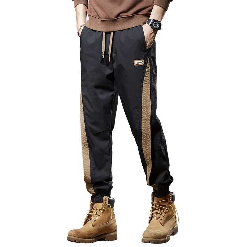 Stitching fashion brand Summer 2024 new casual pants mens thin elastic breathable ankle-tied retro American sports sweatpantsXJ250303