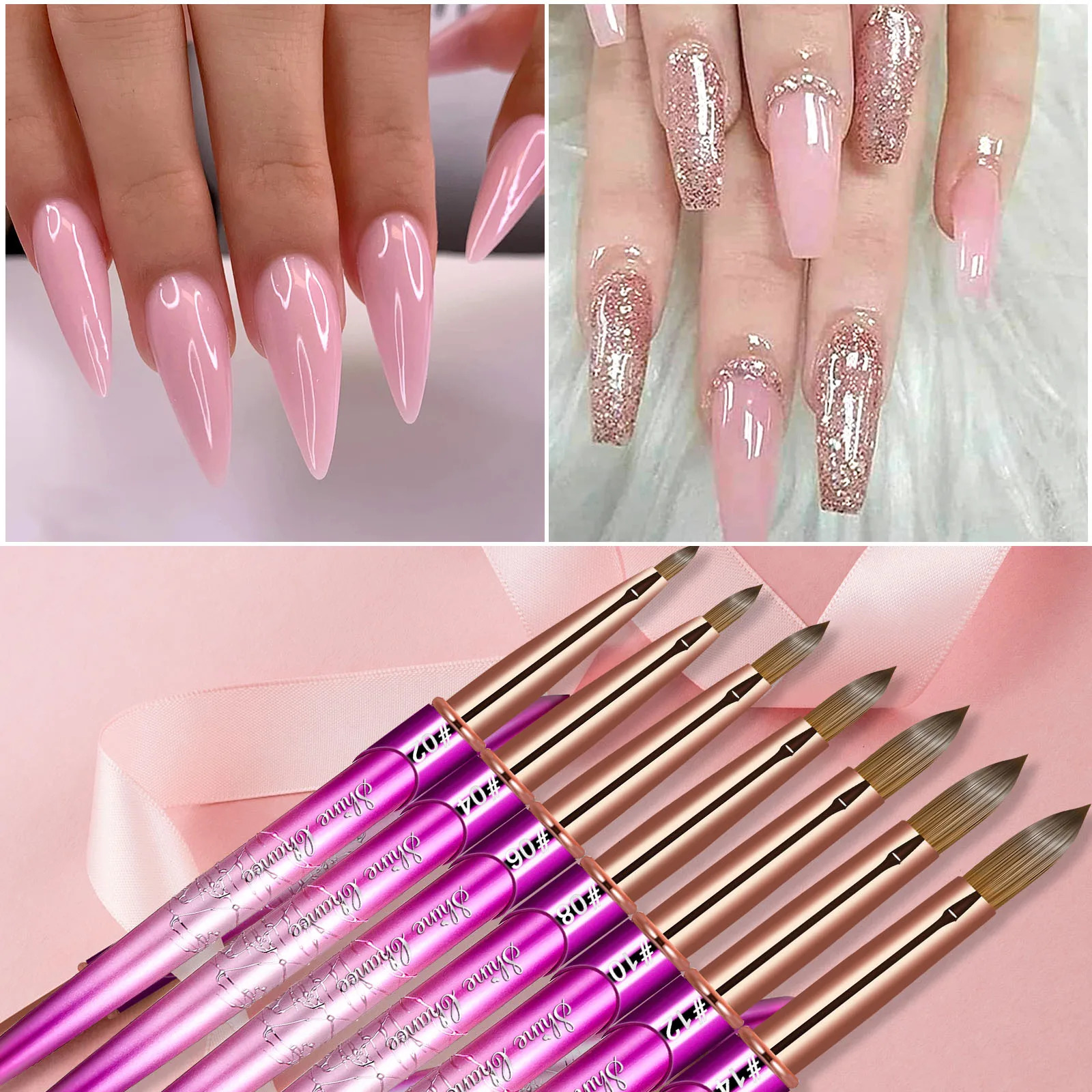 Kolinsky Acrylic Nail Art Brush Wood Handle Nail Art Mink Brush Gel Builder Nail Tools Manicure Brush Drawing Tools Size 2-14 250304