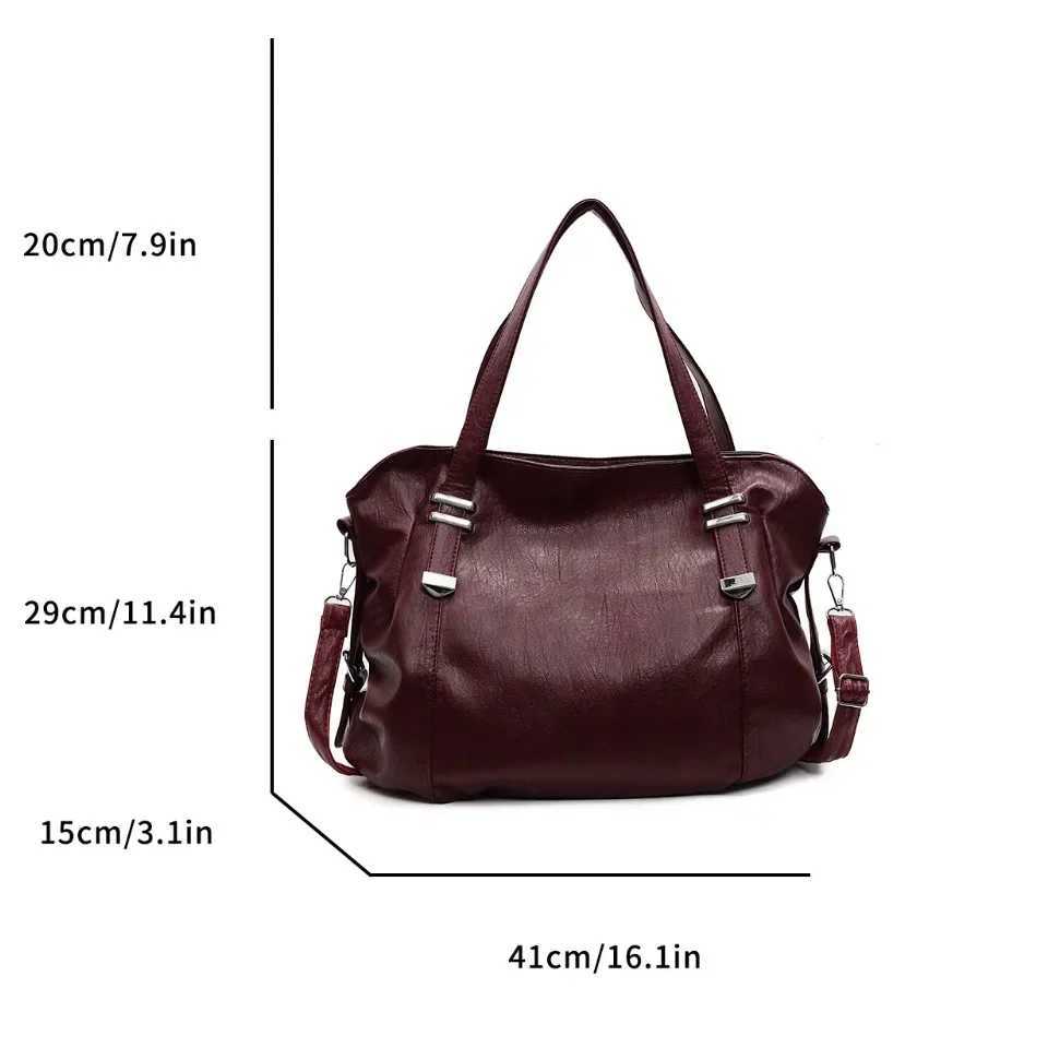 Large Capacity Shoulder Bags for Women Large Shopper Bag Solid Color Soft Leather Crossbody Handbag Ladies Travel Tote Bag Z250303