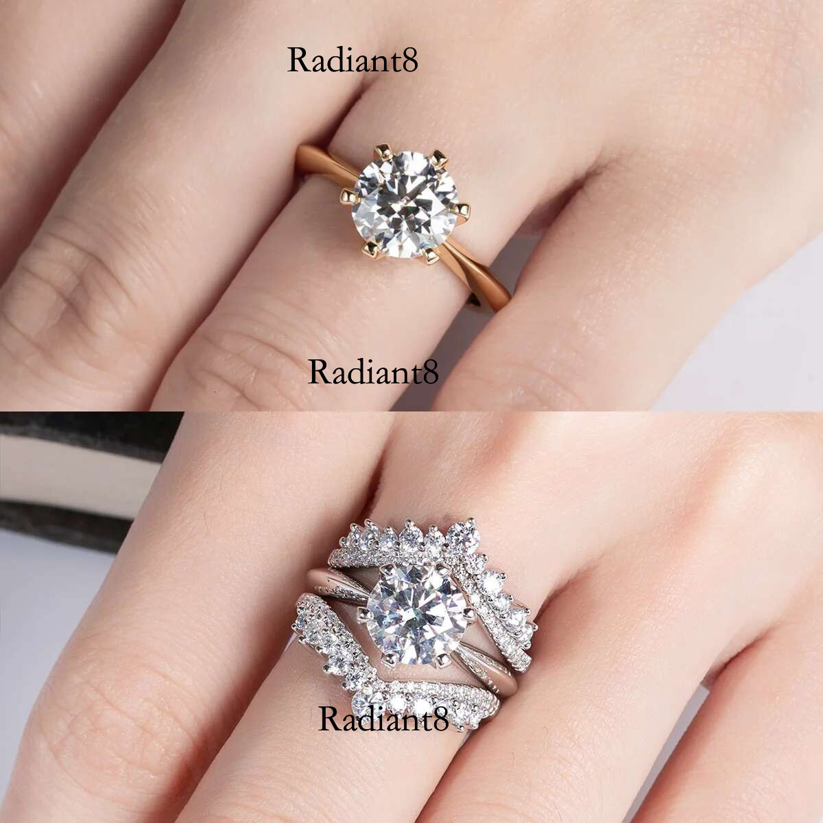 AnuJewel 1ct 2ct 3ct 5ct D Color Moissanite Engagement Ring For Women Sterg Sier Gold Plated Solitaire Rings Wholesale