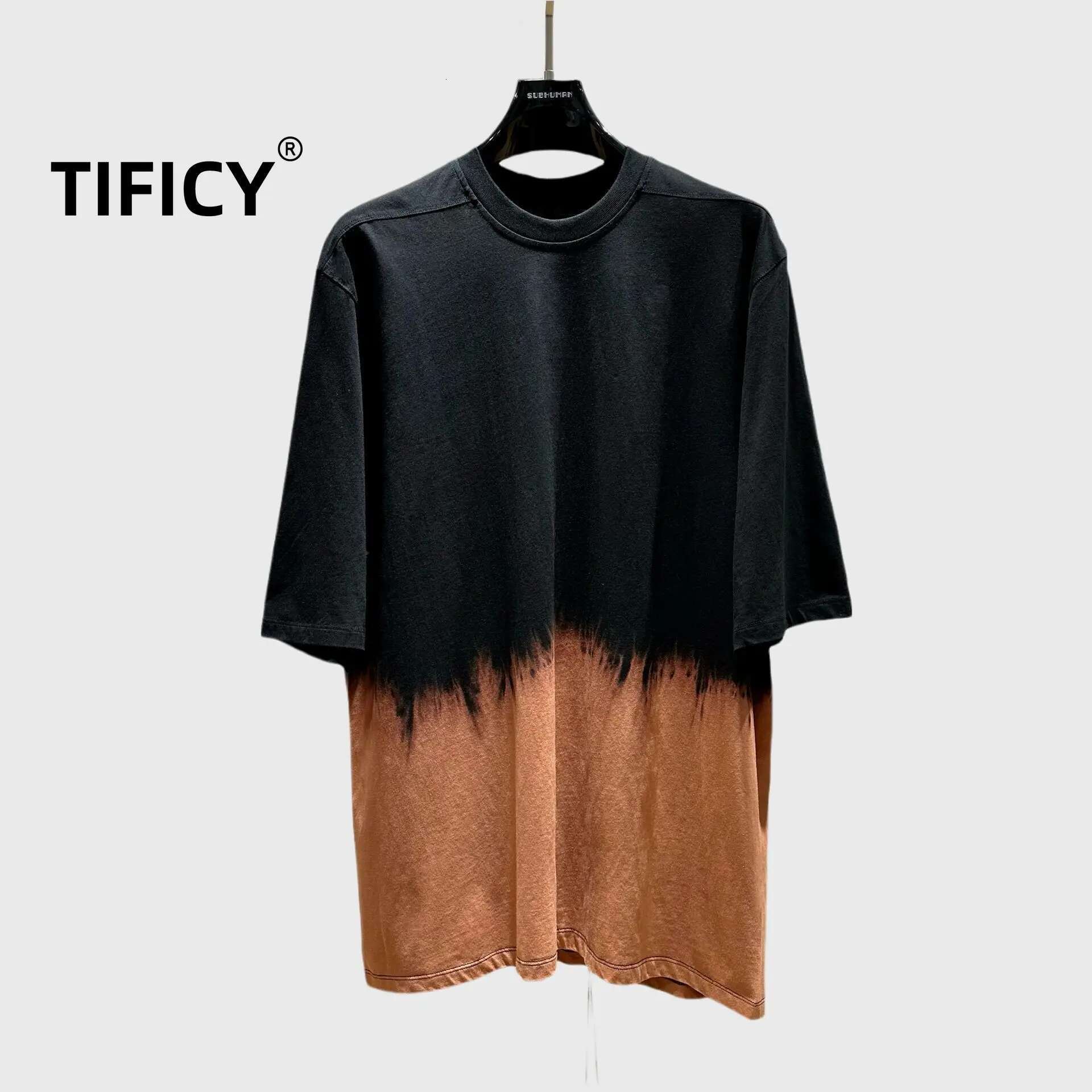 OR Dark High Street Summer Men's Tie Dye Wasteland Style Blend Design Sense Unisex Loose Short Sleeved T-Shirt Tops