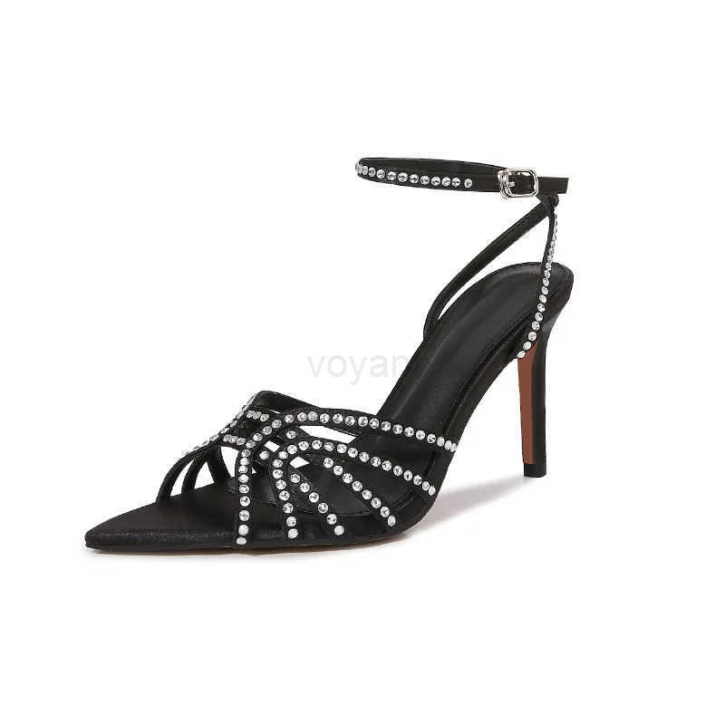 New Summer Wens High-heeled Sandals with Rhines Stiletto Heel Pointed Open Toe Versatile High H Z250304