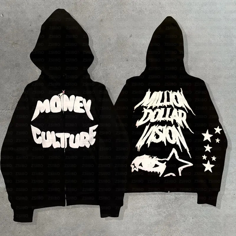 Harajuku Gothic Pullover Hoodie Y2K Hoodies Men Hip-hop Creative letter Graphic Print Oversized Women Sweatshirt Streetwear Top 250304