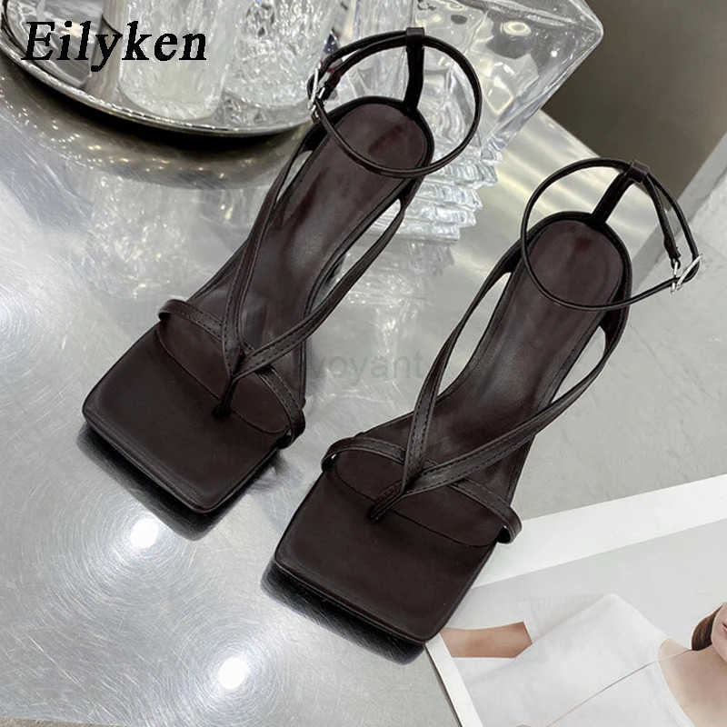 Eilyken Square Ankle Strap Sandals Wen Fi High Heel Gladiator Narrow Band Party Dress Pump Shoes Zapatos De Mujer Z250304