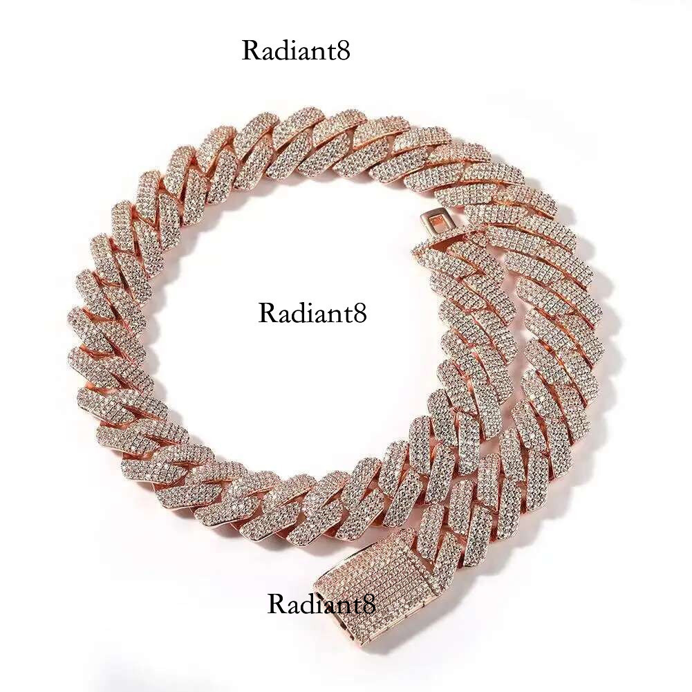Cross-border new hip-hop rap necklace for men, versatile high-end copper inlaid zircon 20mm Cuban chain European and American st