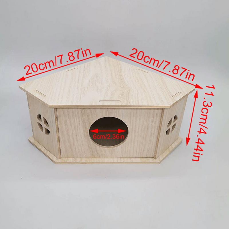 Wooden Hamster House Small Animal Habitat Wooden Hide Hut Playground Small Animal Habitat Sturdy Natural Pet Supplies For