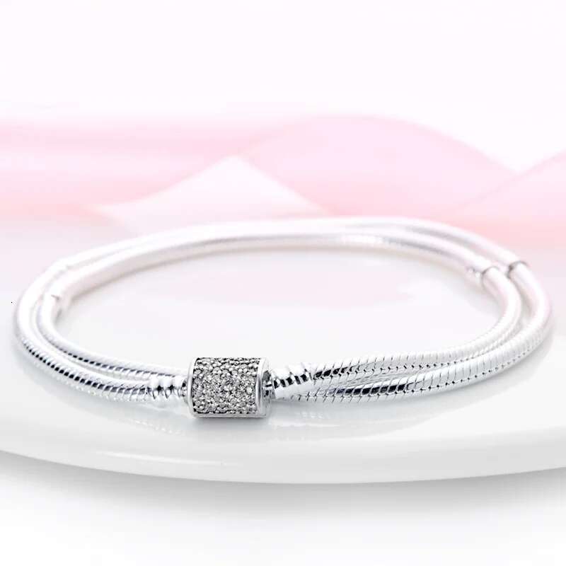New Sier Charm Bracelet Rose Golden Color Daisy wer Barrel Clasp Snake Chain Sliding Bangle Women Jewelry