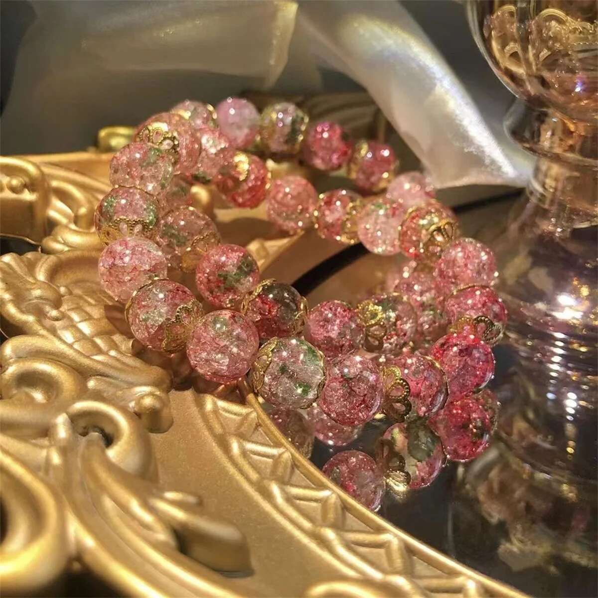 New Fashion Y2K Sweet Cherry Blossom For Women Exquisite Elegant wer Crystal Beaded Bracelet Girl Party Jewelry Gift