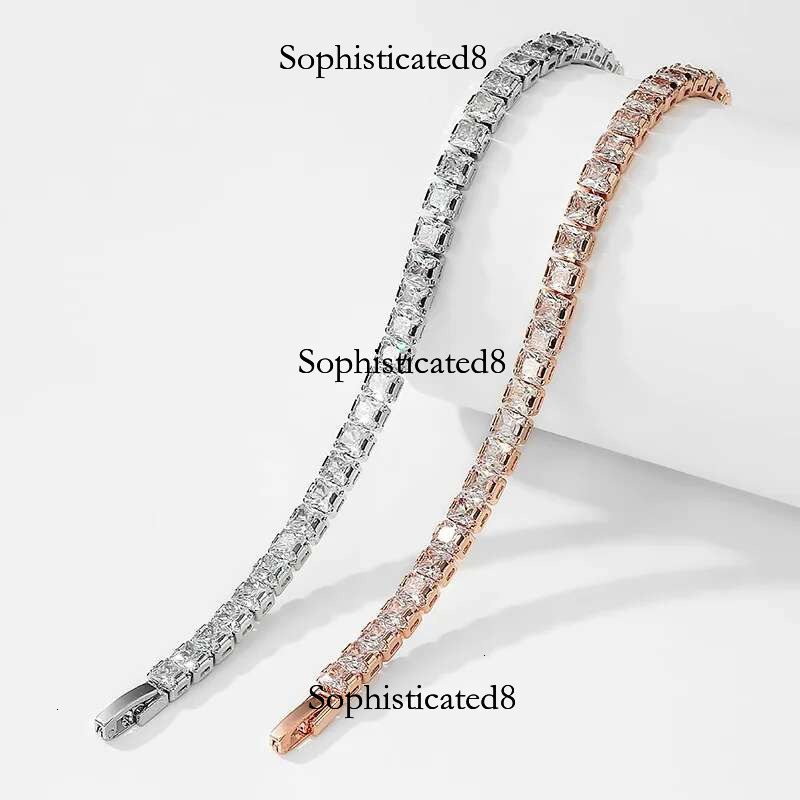 Real D Color Full 2/2.5/3/4/5/6.5mm Moissanite Tennis Bracelet For Women S Plated Rose Gold Dia k Bracelets