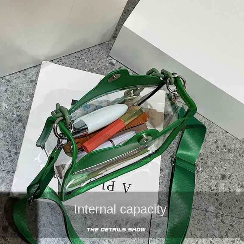 Clear Crossbody Bag for Women PVC Transparent Single Shoulder Chain Portable Messenger Bags Small Square Satchel Bag Gift 250303