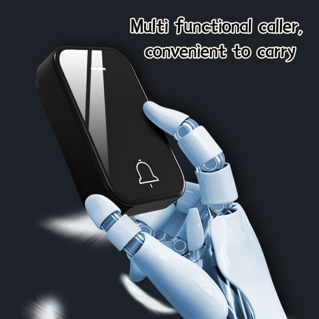 Home Digital Wireless Doorbell with Black Mirror Finish, Remote Control, and Music Functionality #10-50