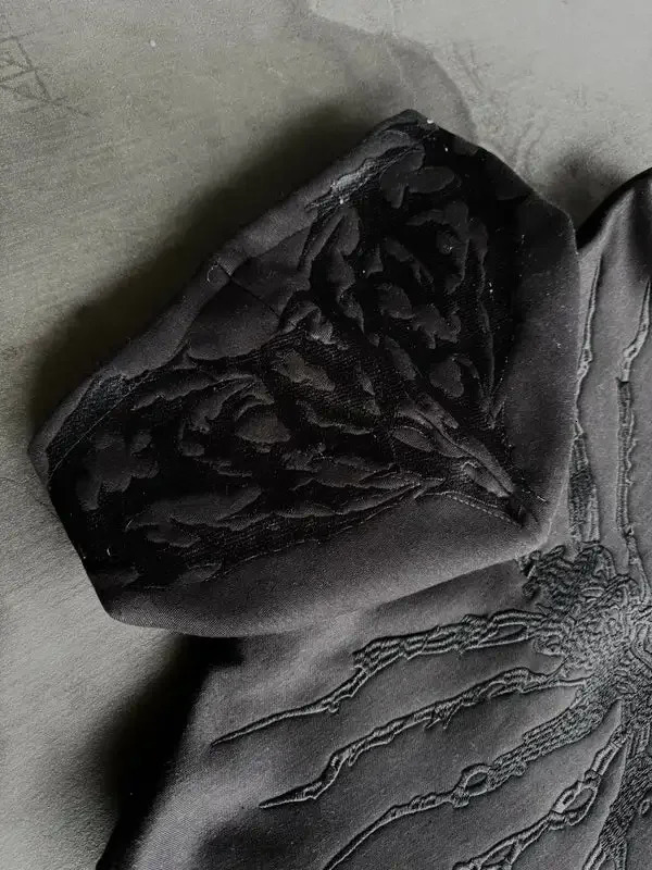 Retro Gothic Ghoul Graphic Embroidery Y2K Hoodie Mens Hip Hop Fashion Zipper Hoodie Autumn Street Costume Halloween Sweater 250226