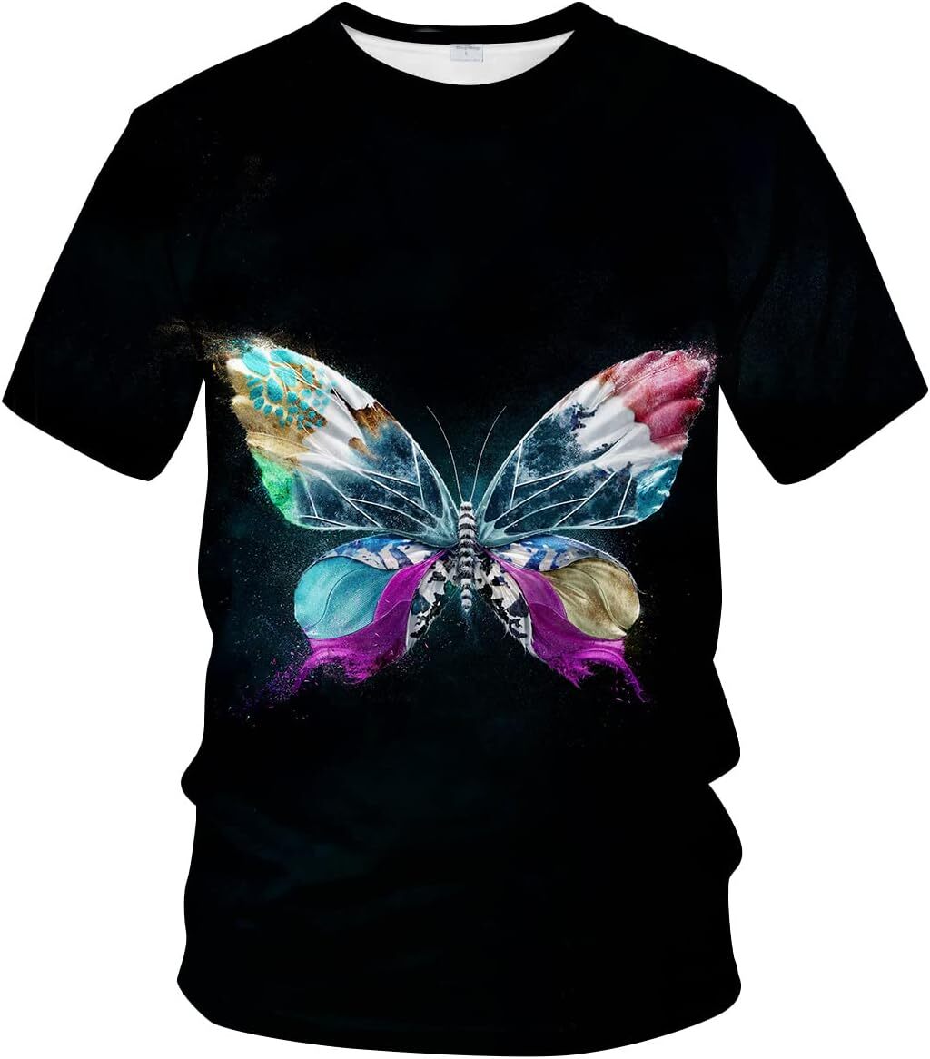 Mens T shirt Unisex Trippy Psychedelic T-Shirt Butterfly 3D Printed Casual Tshirts tee Casual tops summer clothes