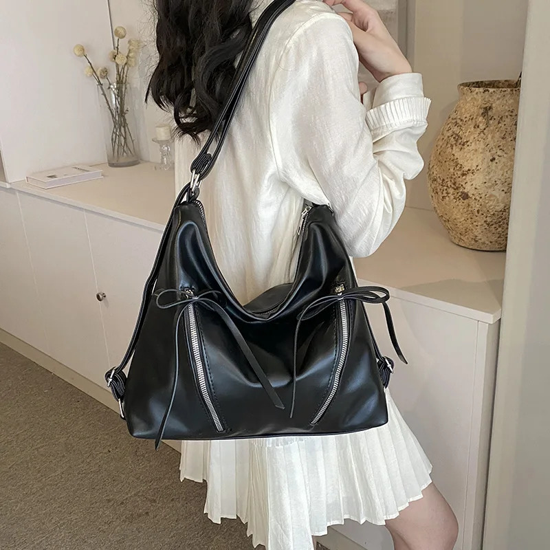 Bow Backpack for Womens Trendy and Fashionable Korean Tote Bag Casual Large Capacity One Shoulder Backpack 250228