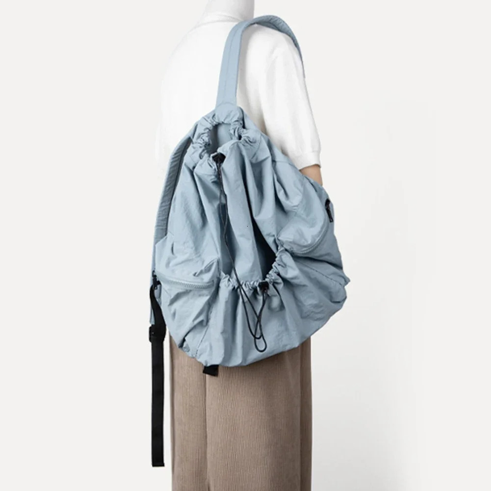 Ship from US Fashion Ruched Drawstring Backpacks for Women Aesthetic Nylon Girl Travel Backpack Light Weight Students Book Bag Female 250304FBB