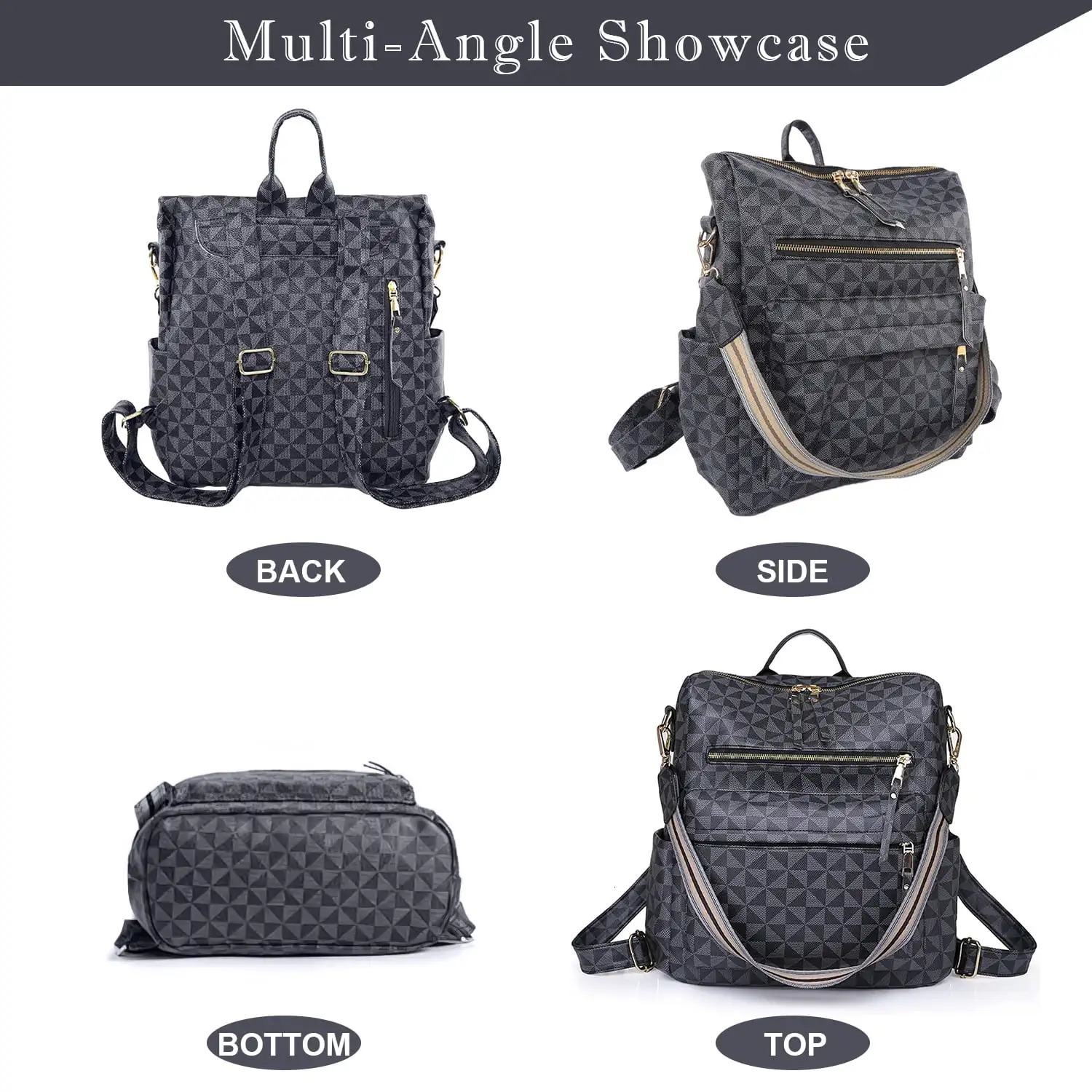 Ship from US Womens Backpack Purse Leather Travel Fashion Convertible Large Ladies College Shoulder Bag 250304FBB