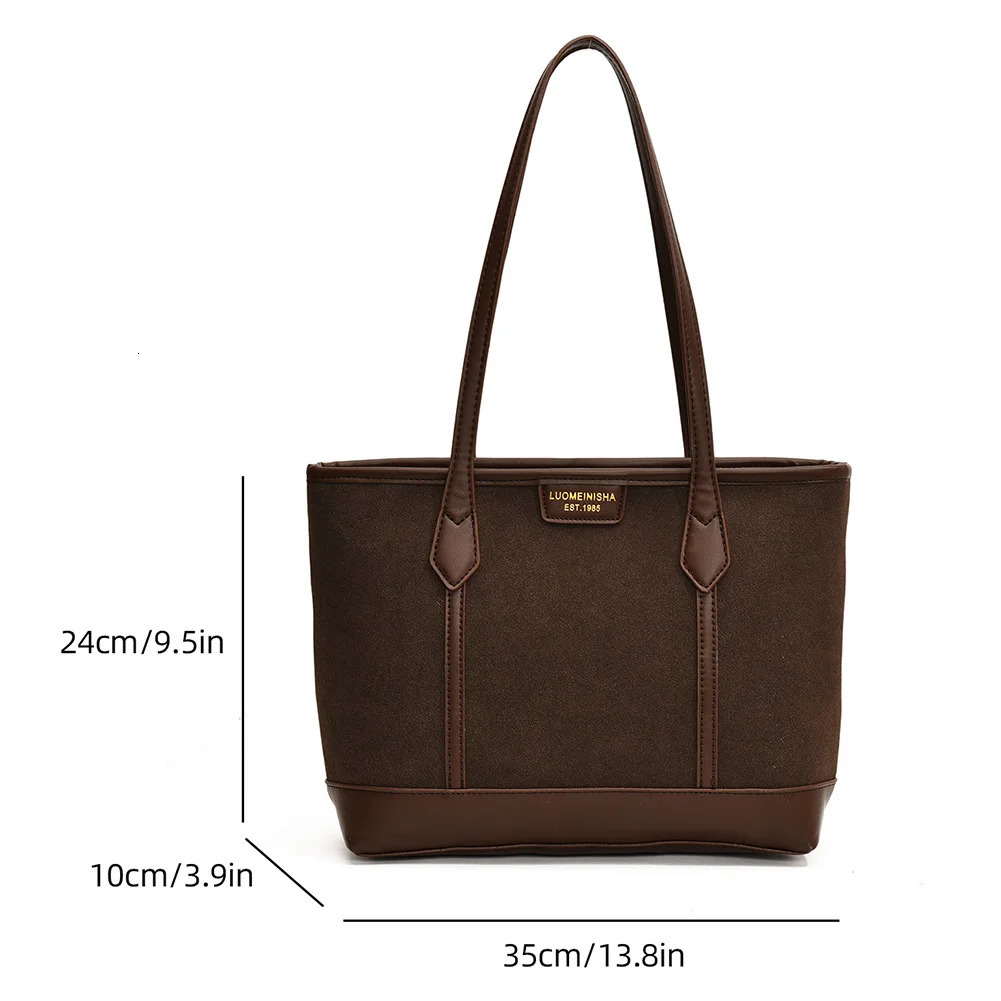 Women Suede Shoulder Bag With Zipper Handbag Retro Solid Color Shopping Daily Travel Makeup 250303