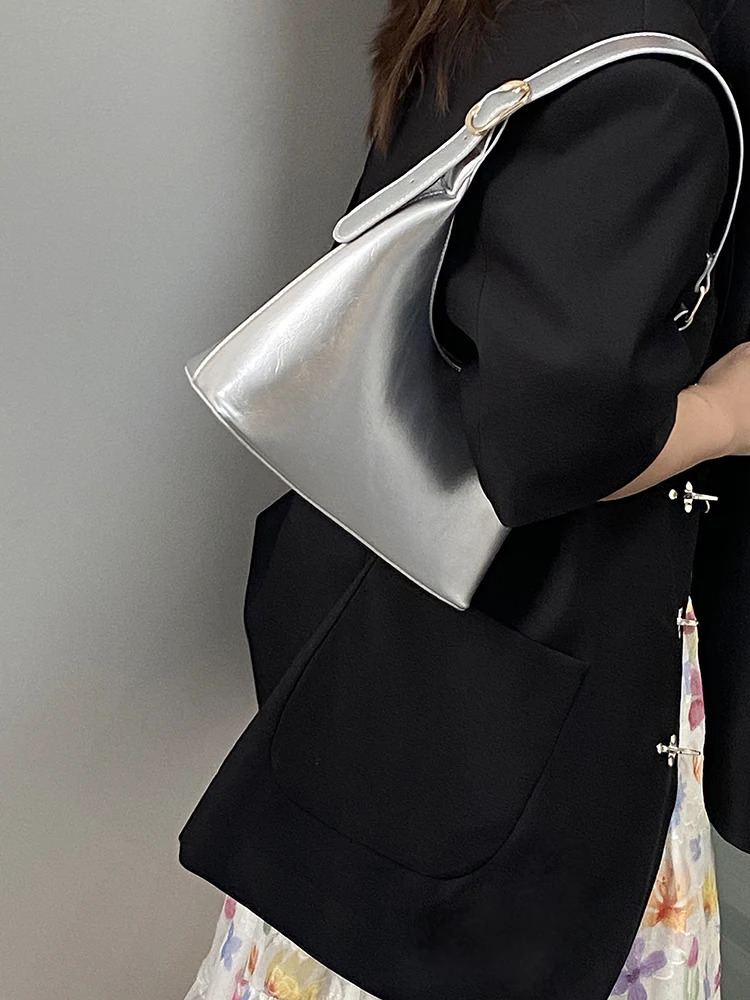 Pu Leather Womens Underarm Bag Fashion Ladies Small Shoulder Bags Simple Solid Color Female Clutch Handbags Armpit Bag 250228