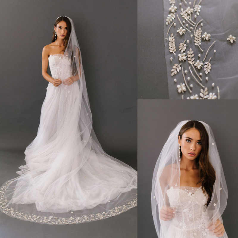 Luxury One Layer wedding Veil Cathedral Veil Tulle Bridal Veil With Comb Ivory White Veil Wedding Accessories Customized veil