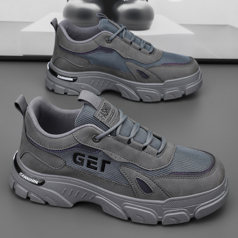 2025 Designer s New Breathable Men s Fashionable Lightweight Versatile Thick Bottom Black Grey Brown Sports And Leisure Board Shoes Men s Sizes 39-44