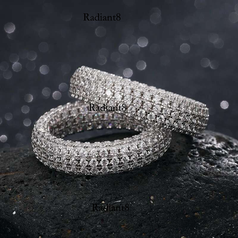 Hip Hop Real Sterg Stamp Ring Full Cubic Zircon Gold Charm Jewelry Punk Male Women Finger Rings Size 7-10 Unisex
