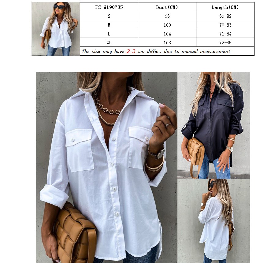 Women's Blouses Irregular loose long sleeved collared shirt top for autumn and winter