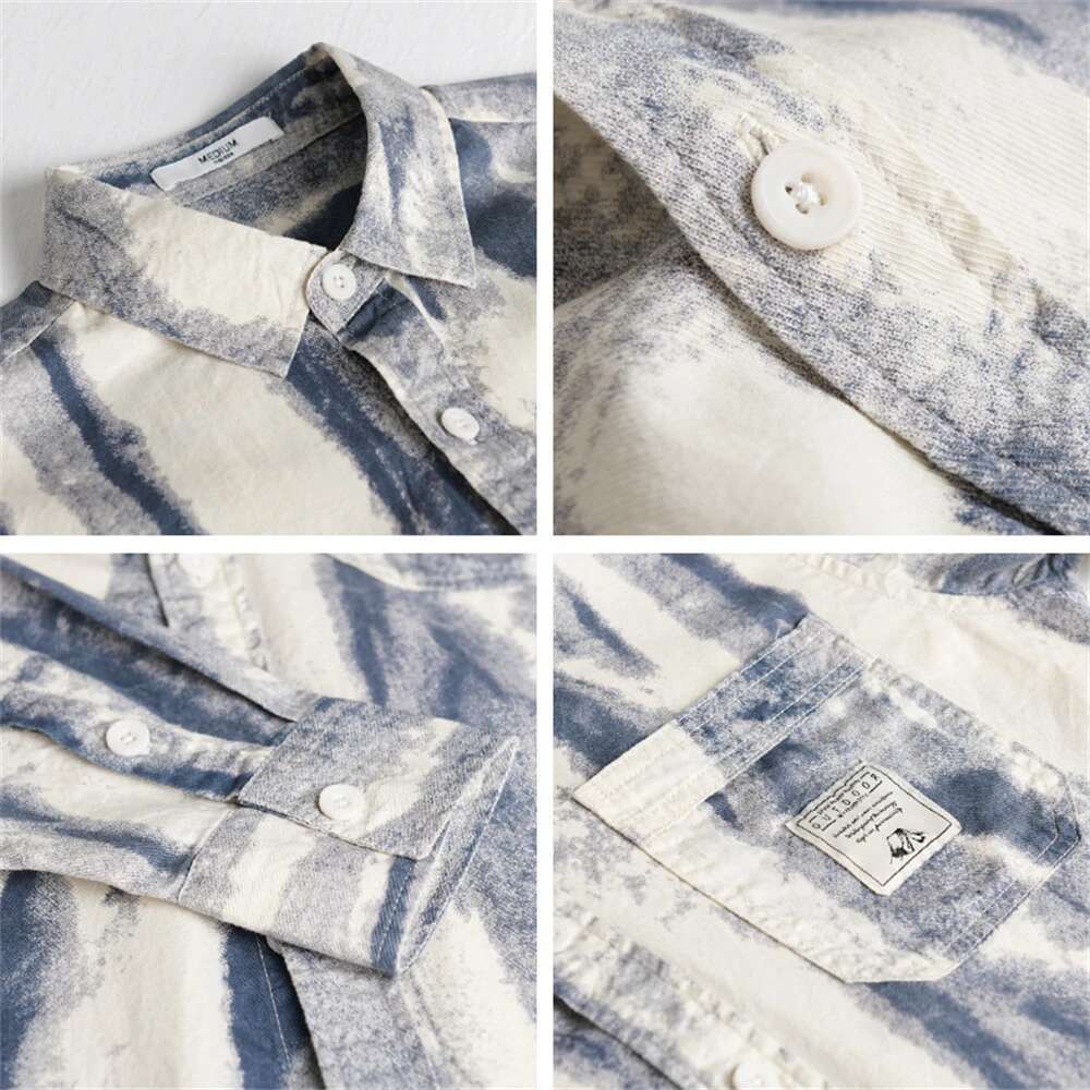 Spring Autumn Men's Shirt Cotton Long Sleeve Fashion Graffiti Casual Shirts Man Clothes Tops Comfortable Young Mens Clothing
