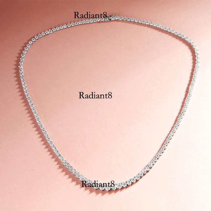 Smyoue 3 Claws Gradient Moissanite Tennis Necklace for Women Sparkg Full Dia Jewelry Sterg Sier Chain