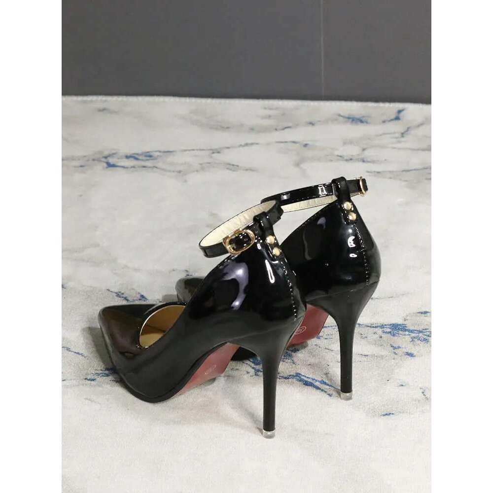 High Heel Aphixta Cm Cm Cm Buckle Women Pointed Toe Pumps Patent Leather Shoes Stiletto Heels Office Pump Super Big Size