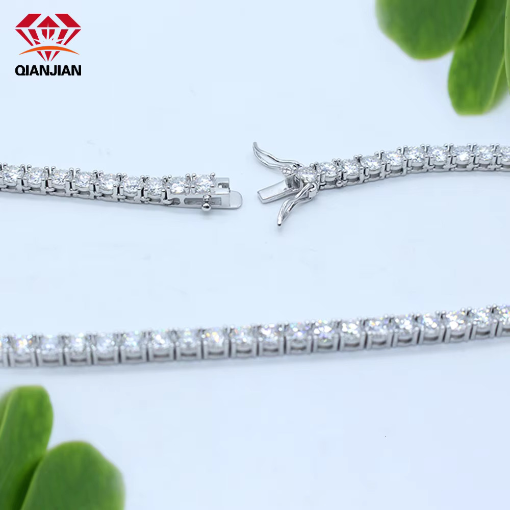 RTS Sterg Sier Hip Hop Moissanite Dia Chains 3mm 4mm 5mm Tennis Necklace Mossanite Jewelry for Men Women