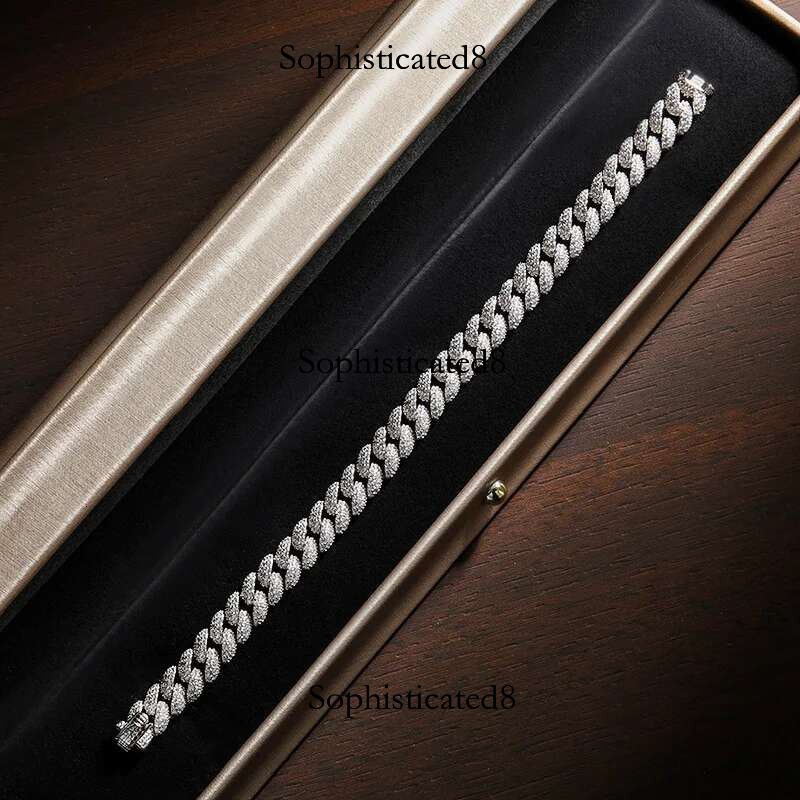 KNOBSPIN 8mm Cuban Bracelet 100% s Sterg Sier Plated Lab Grow Zircon Dia Tennis Bracelets for Women Man