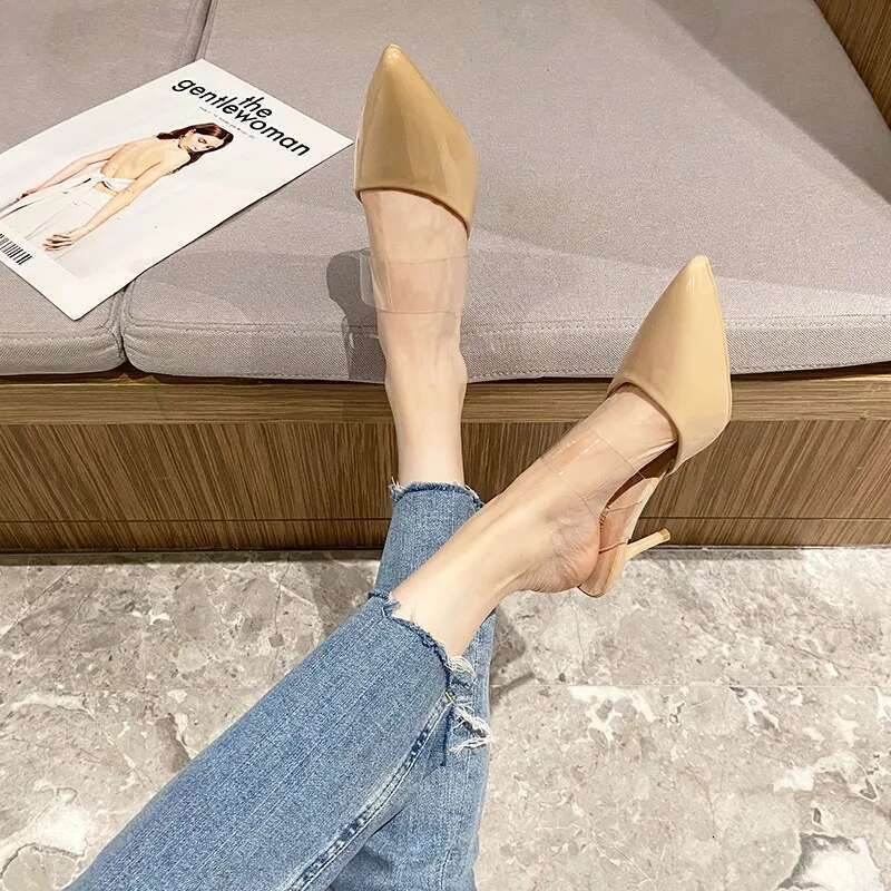 High Heel Pointed Toe High Heels Muller Slippers Women Summer Woman Fashion Metal Decoration Shallow Party Female Shoes